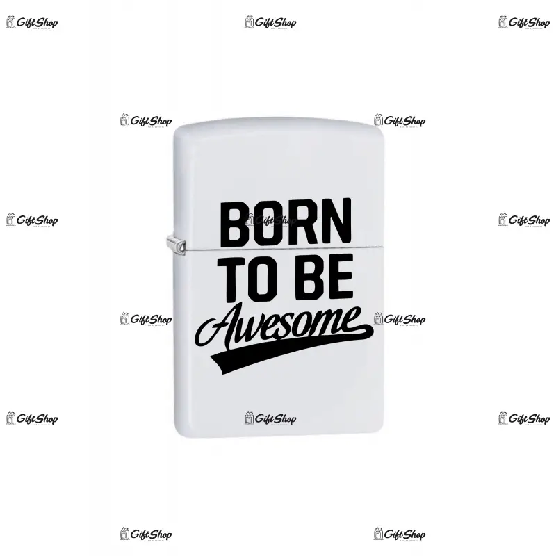 Born to be awsome, bricheta metalica gravata laser cu mesaj